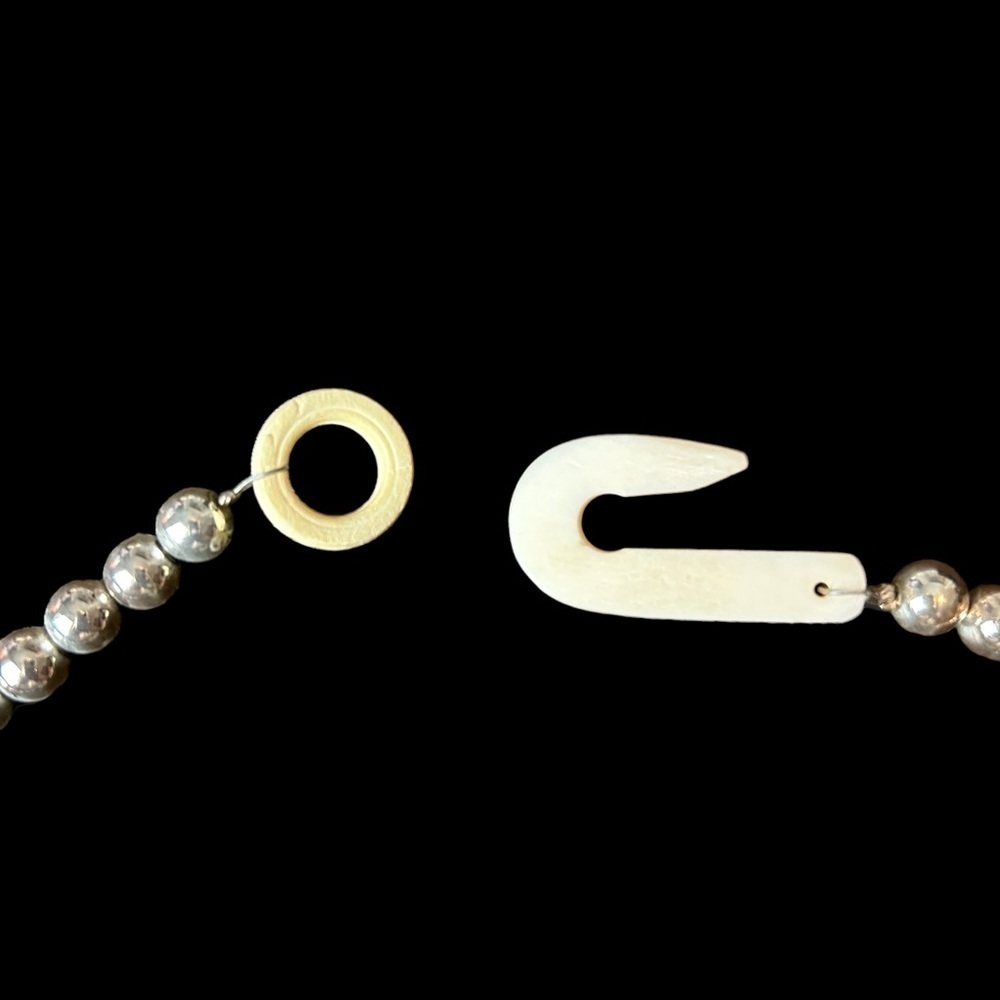 Bone Metal Stone Bead Vintage Two Tier Necklace Carved Lions Bone Hook Closure - Picture 14 of 16